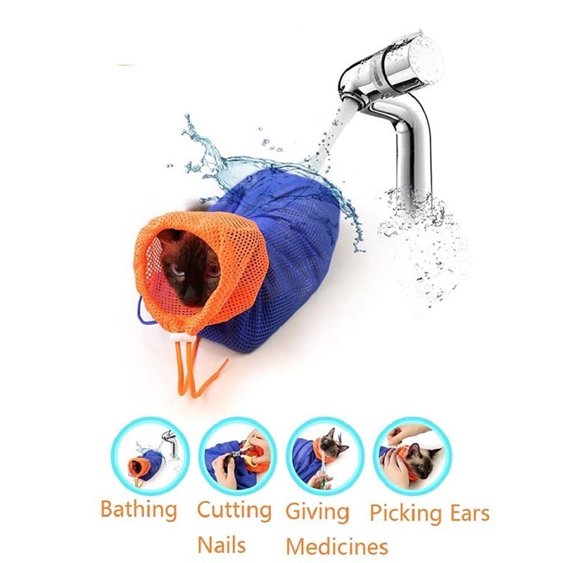 Puppy Dog Cleaning Polyester Soft Mesh Scratch Biting Resisted Bathing Injecting Examining Trimming Cat Grooming Bag