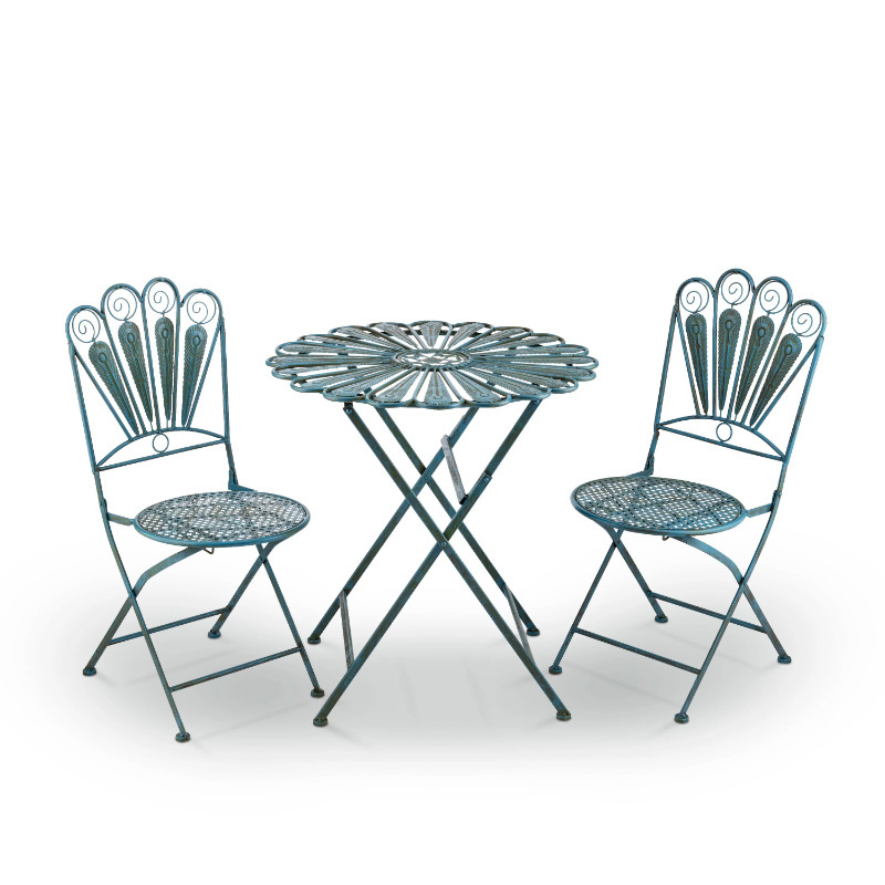 3 Piece Outdoor Feather Metal Bistro Patio Balcony Furniture Sets