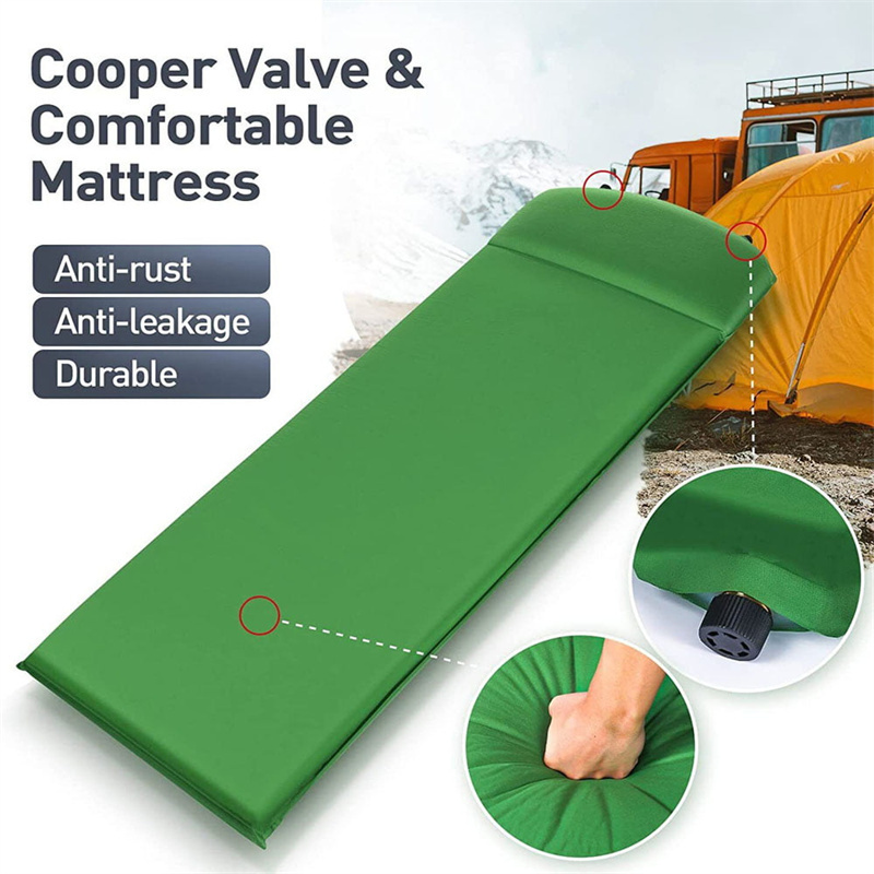 Waterproof Outdoor Self Inflating Air Beds Memory Foam Fill Pad Bring Pillow Camping Air Mattress