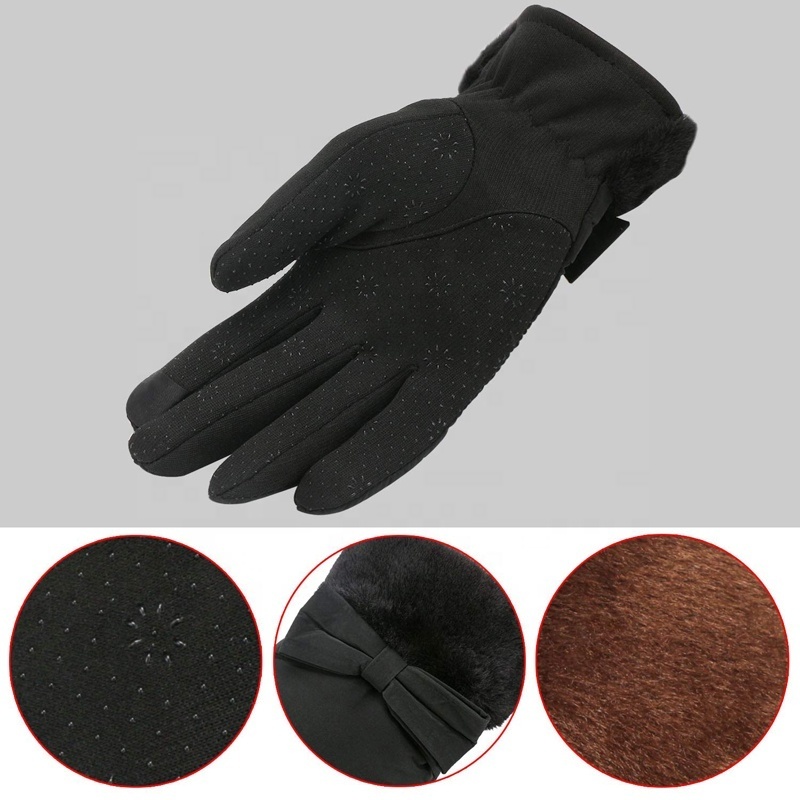 Thick Fleece Lined Windproof Stretch Typing Texting Daily Dress Driving  Women Winter Thermal Touch Screen Gloves