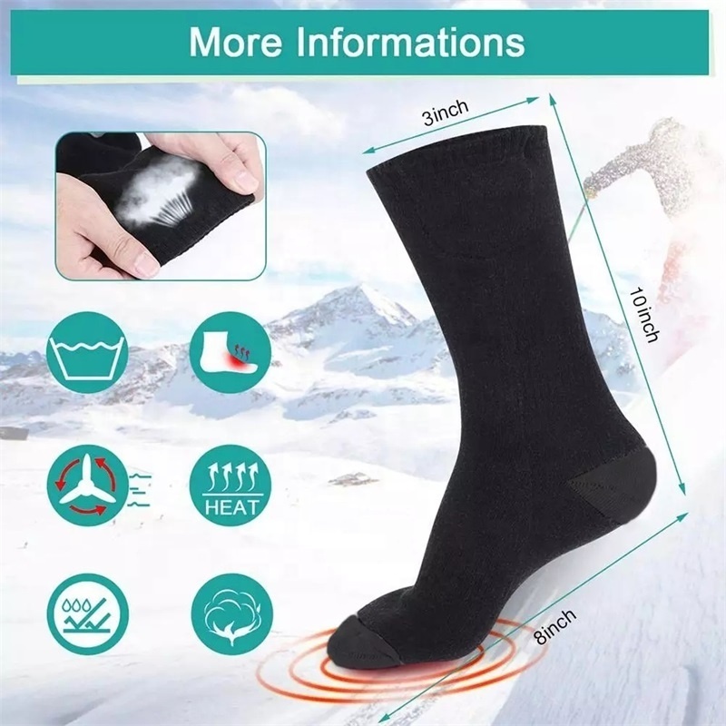 Unisex Electric Winter Warm  Outdoor Sports Rechargeable Battery Heated Ski Heating Cold Feet Thermal Foot Warm Socks