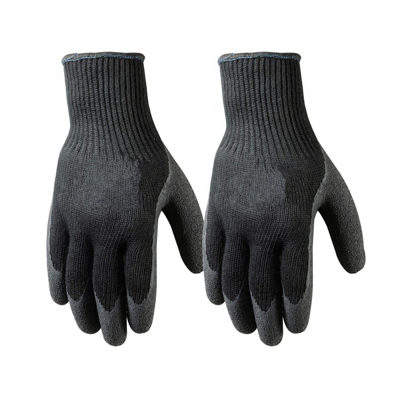 Cold Weather Construction Demolition Rubber Palm Coated Crinkle Latex Protection Safety Work Gloves