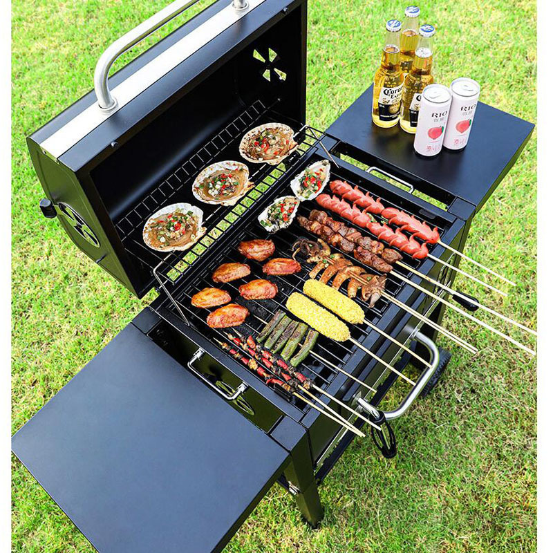 BBQ Indoor Outdoor Portable Steak Chicken Meat Cooker Camping Park Home Picnic Party Barbecue Smoker Cast Iron Charcoal Grill