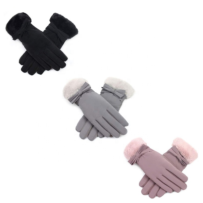 Thick Fleece Lined Windproof Stretch Typing Texting Daily Dress Driving  Women Winter Thermal Touch Screen Gloves