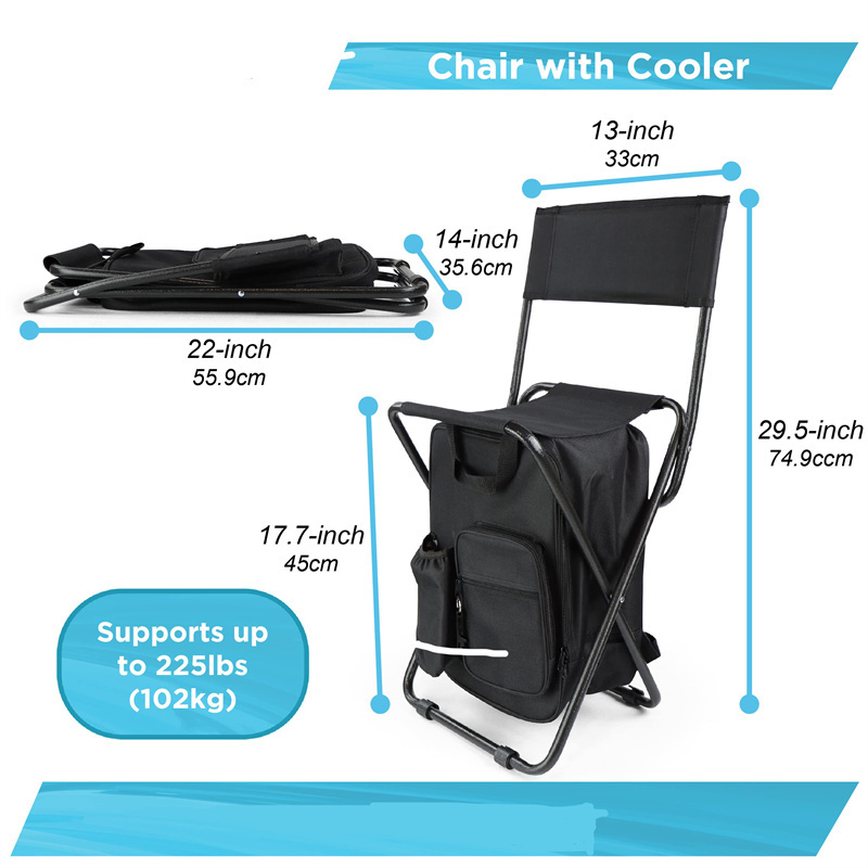 Portable Backpack Cooler Chest Backpack Back Camping Fishing Tailgating Picnics Lunchbox Stool Folding Ice Cooler Fishing Chair