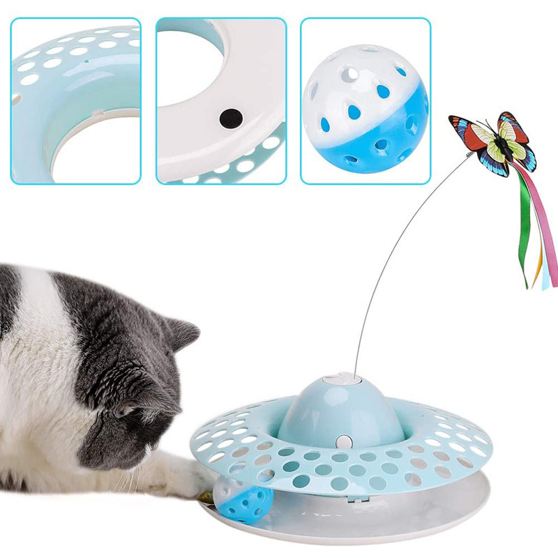 Indoor Funny Automatic Electric Rotating Butterfly Ball Exercise Kitten Toy Interactive Cat Teaser Cats Toys