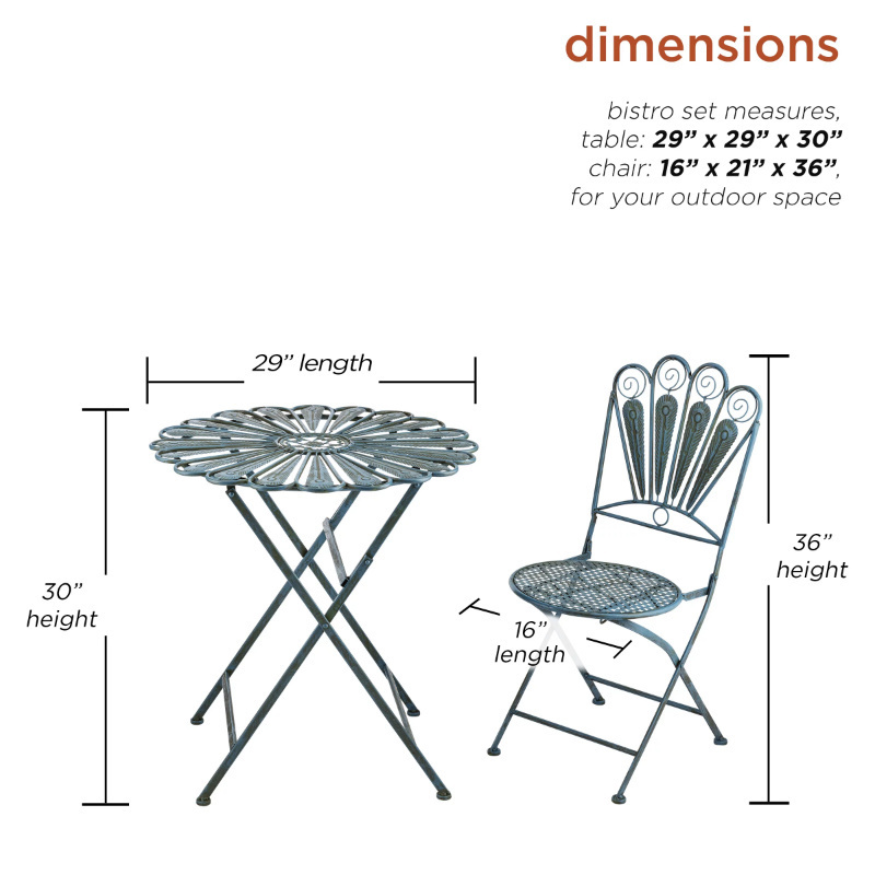 3 Piece Outdoor Feather Metal Bistro Patio Balcony Furniture Sets