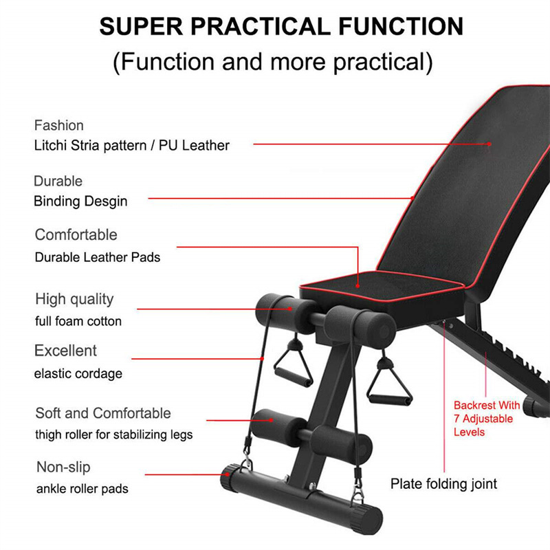 Foldable Pro 7 Gear Adjustment Weight Incline Decline Workout Gym Exercise Sit Up Bench