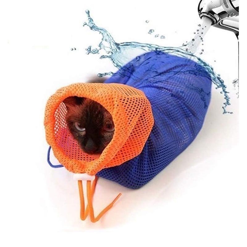 Puppy Dog Cleaning Polyester Soft Mesh Scratch Biting Resisted Bathing Injecting Examining Trimming Cat Grooming Bag