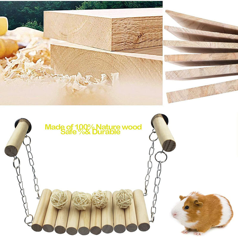 Mouse Guinea Pig Small Animals Natural Chew Balls Bendable Climbing Ladder Pet Swing Toy Wooden Hamster Suspension Bridge