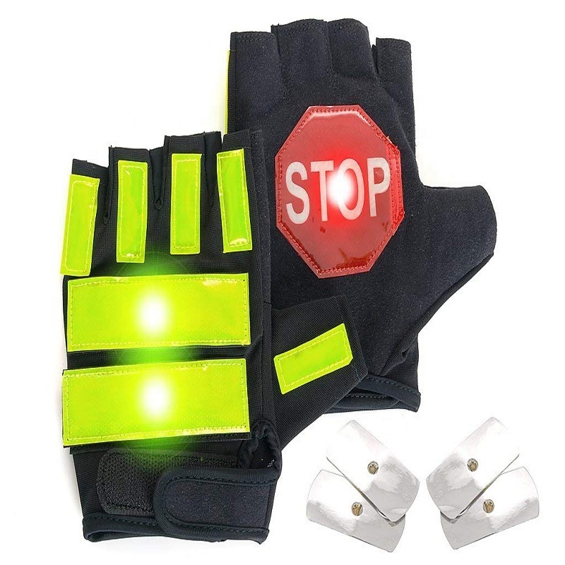 Men Security Guard  LED Traffic Control Hand Protection Safety Gloves