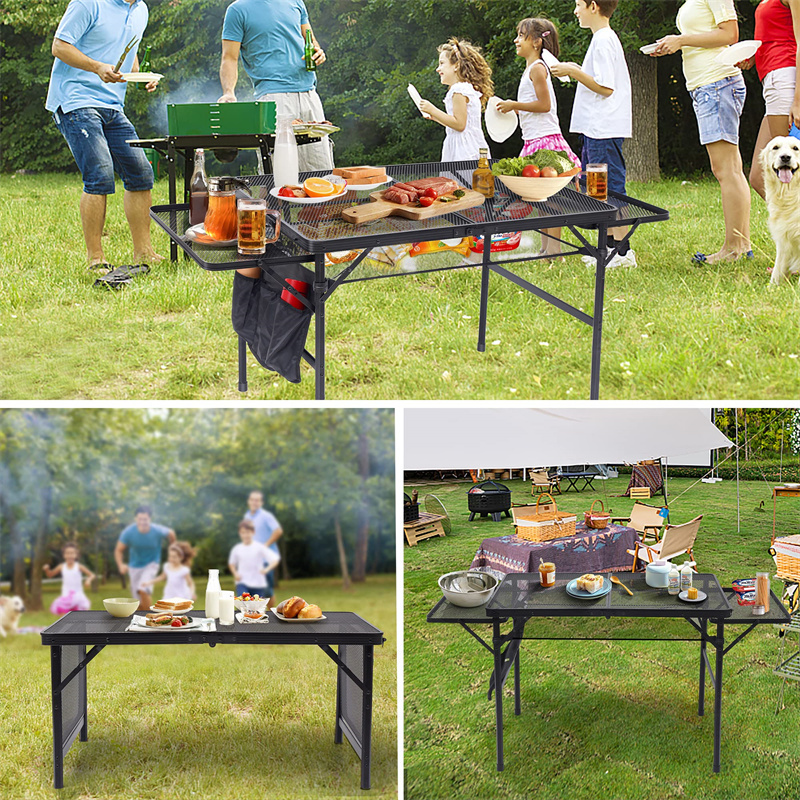 Card BBQ Table Adjustable Office Mesh Bag Party Travel Home Garden Outdoor Picnic Beach Indoor Grill Folding Camping Table