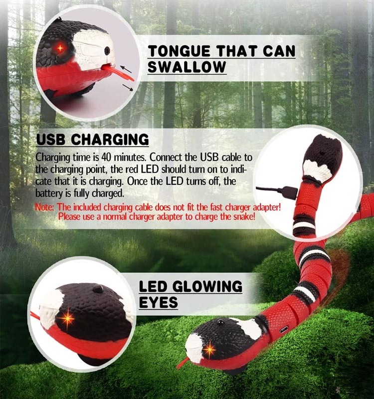 Interactive Smart Sensing Snake Tease Cats Funny Rechargeable Accessories Pet Dogs Play Automatic Cat Toys