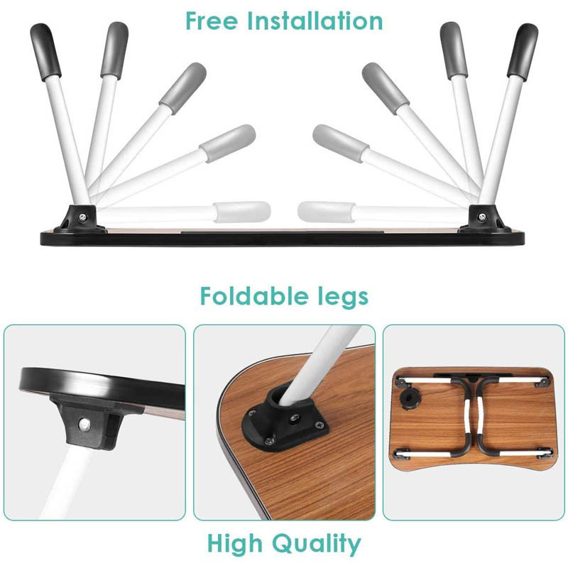 Portable Standing Bed Desk Breakfast Serving Bed Tray Notebook Computer Stand Reading Holder Foldable Laptop Tables