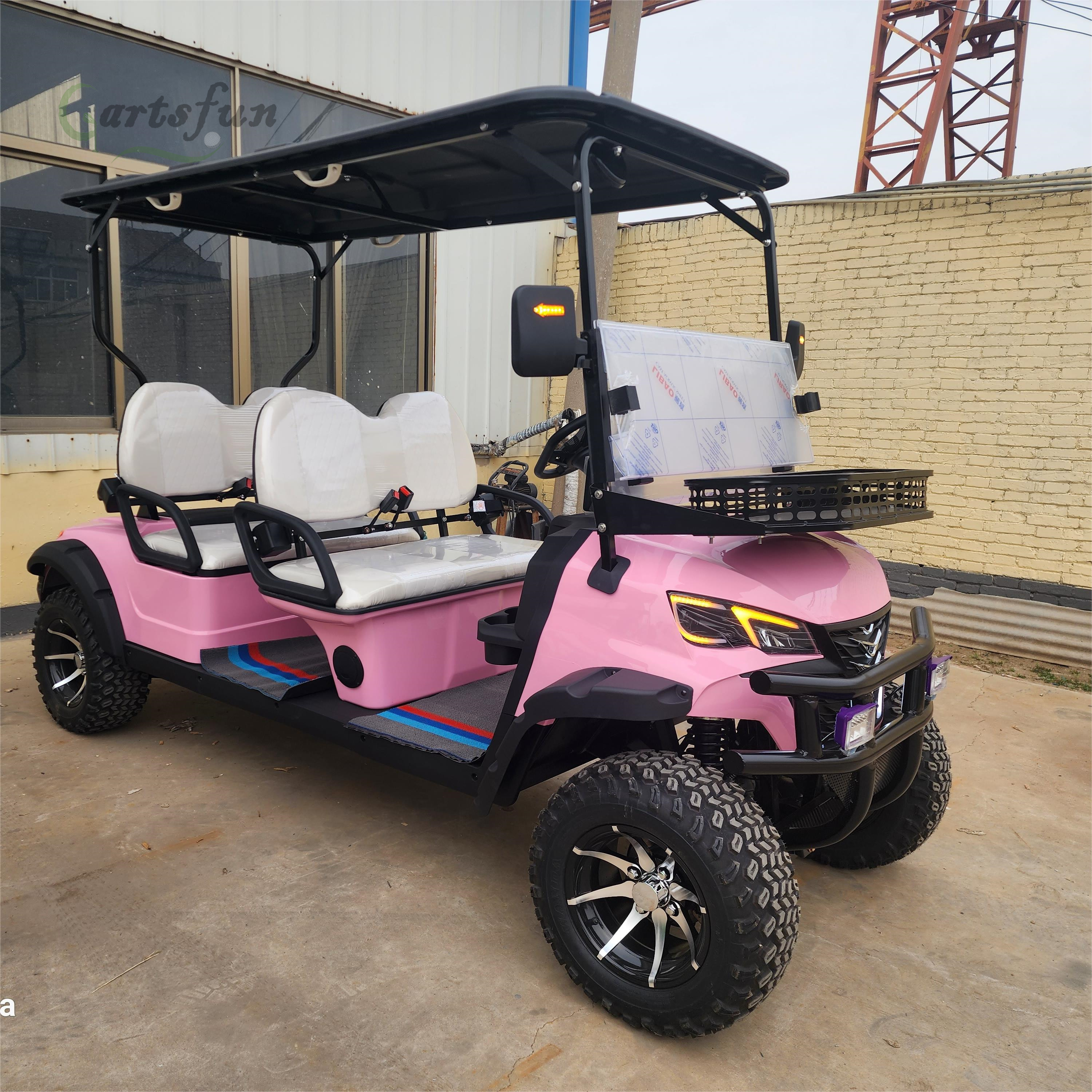 Pink 6 seats golf cart with battery golf carts for sale