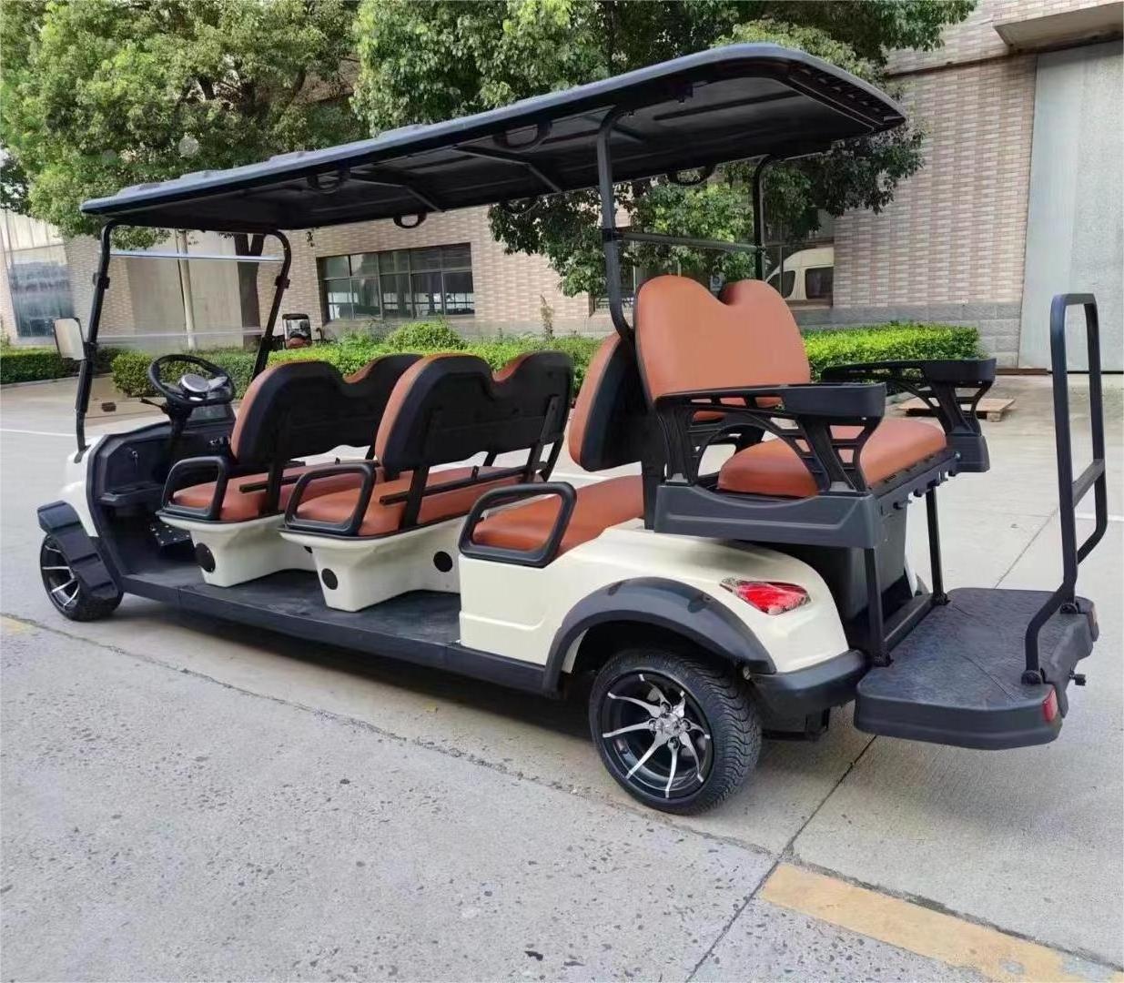 White 4 Wheel 6+2 seater 60km/h gas powered Vehicle golf hunting cart