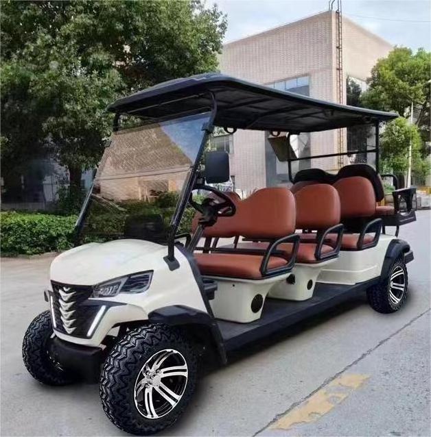 White 4 Wheel 6+2 seater 60km/h gas powered Vehicle golf hunting cart