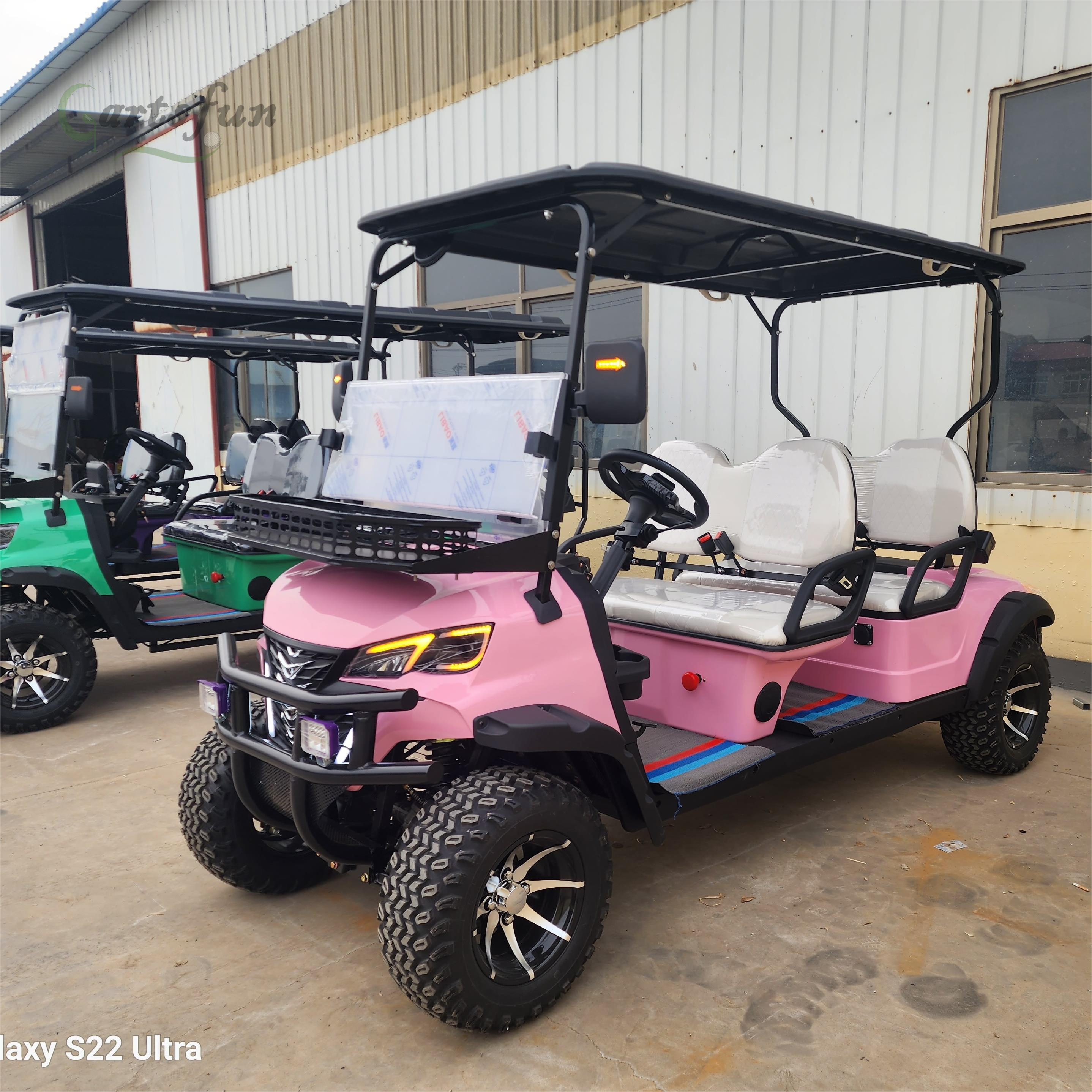 Pink 6 seats golf cart with battery golf carts for sale