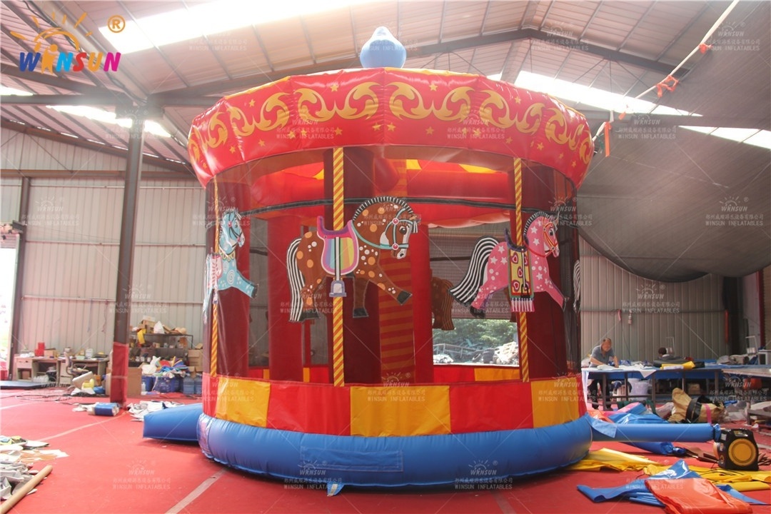 Merry Go Round  Carousel Design Mini Size Indoor Kid Inflatable Bounce House Jumping Castle