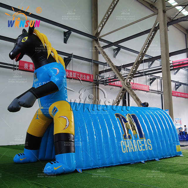 New design football tunnel inflatable inflatable horse  head tunnel inflatable sport tunnel rental