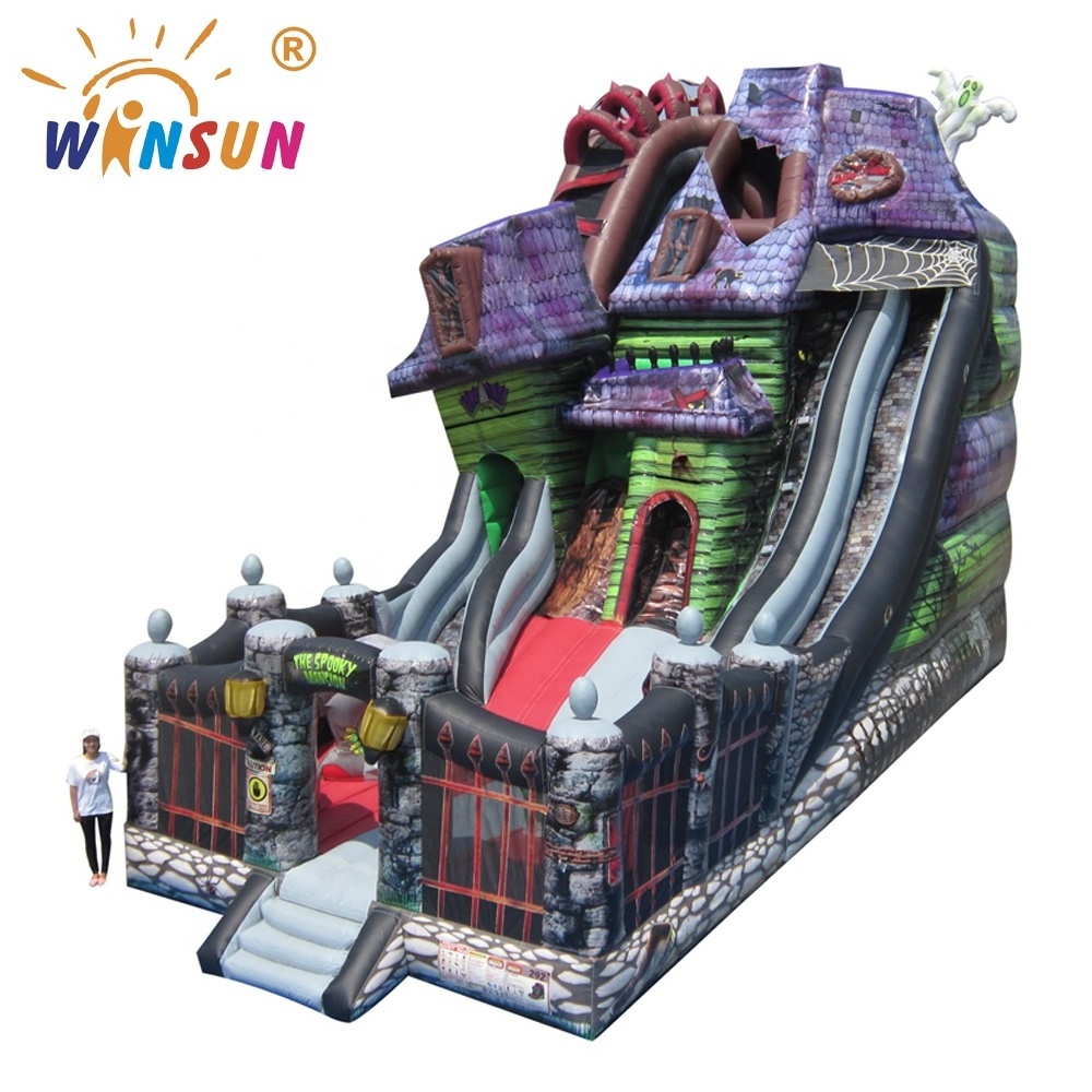 The Spooky Mansion  bouncers jumping castles dry slide inflatable Halloween theme inflatable slide jumping castle