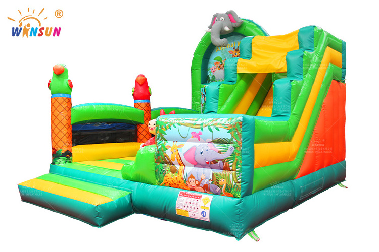 Fashion Popular Animal World Inflatable Combo Jumping Castle Bounce House For Kids Adults