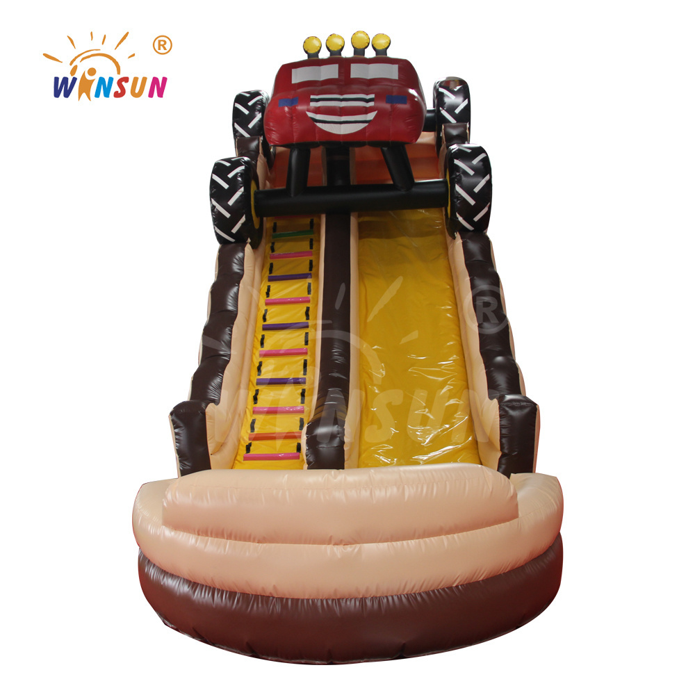 Hot sale commercial monster truck toboggan slide jump house bouncer combo slide inflatable