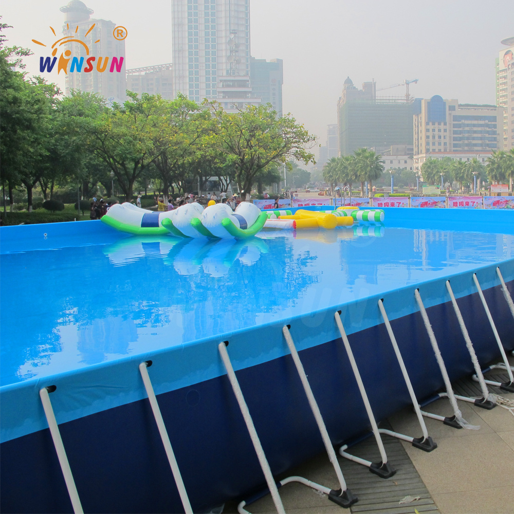 Prefabricated Folding Steel Frame Swimming Pool/outdoor easily assembled metal swimming pool