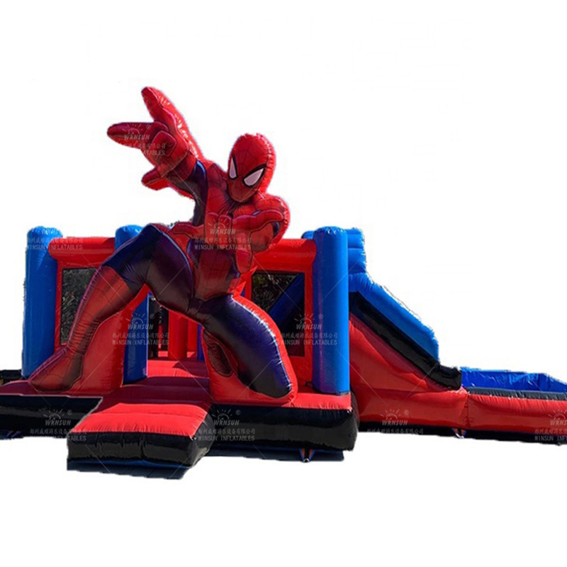 Commercial Inflatable Bouncy Bouncer Spiderman Jumping Water Castle  Inflatable Bounce House With Slide For Sale