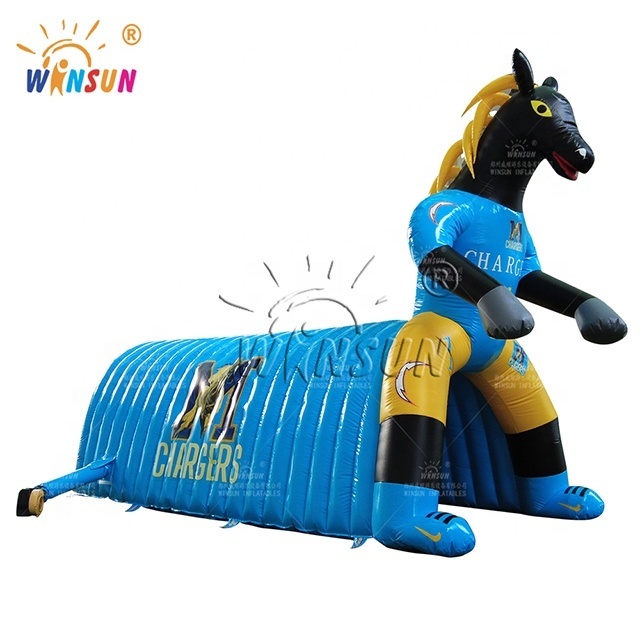 New design football tunnel inflatable inflatable horse  head tunnel inflatable sport tunnel rental