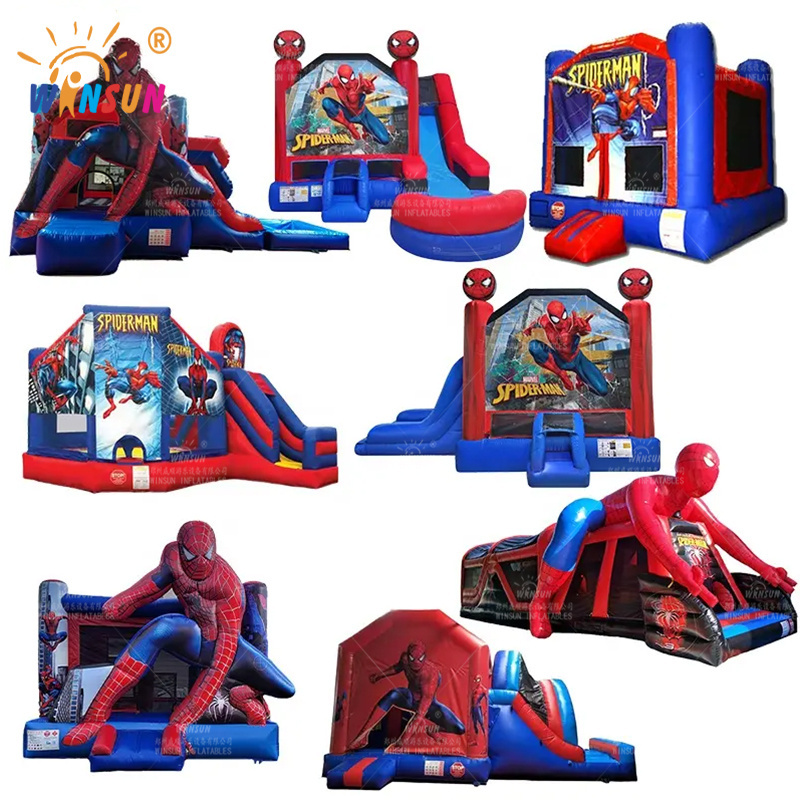 Commercial Inflatable Bouncy Bouncer Spiderman Jumping Water Castle  Inflatable Bounce House With Slide For Sale