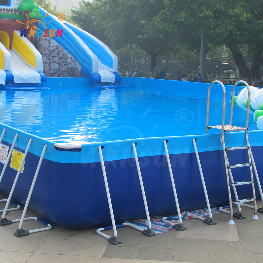 Prefabricated Folding Steel Frame Swimming Pool/outdoor easily assembled metal swimming pool