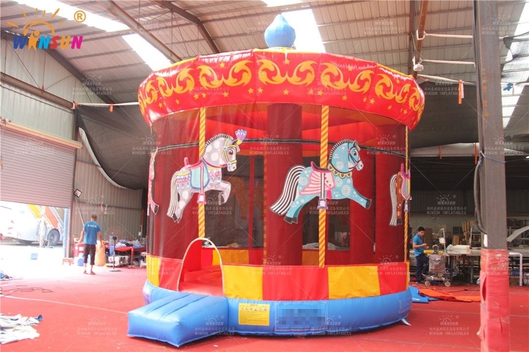 Merry Go Round  Carousel Design Mini Size Indoor Kid Inflatable Bounce House Jumping Castle