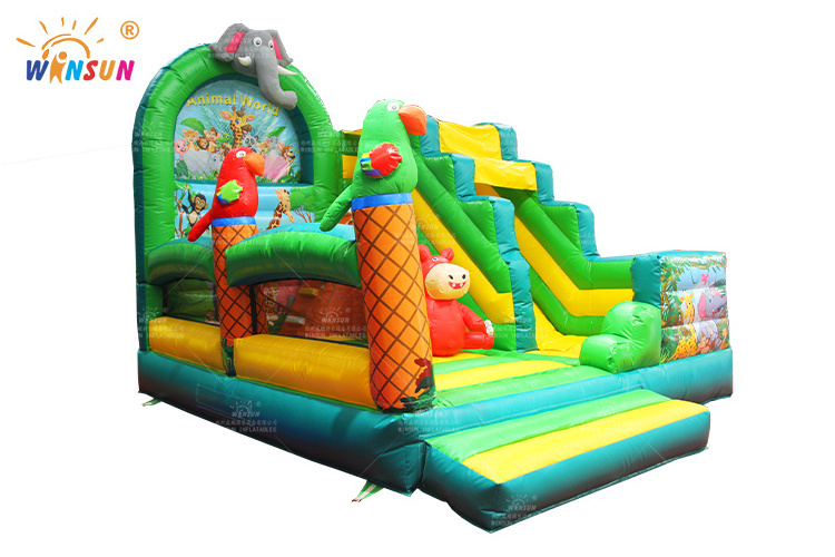 Fashion Popular Animal World Inflatable Combo Jumping Castle Bounce House For Kids Adults