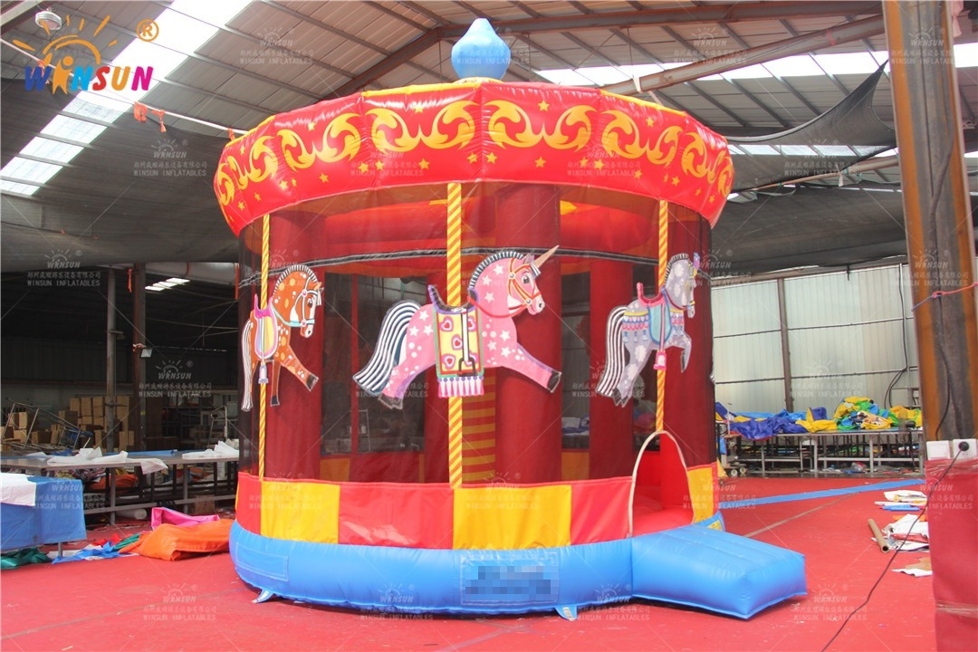 Merry Go Round  Carousel Design Mini Size Indoor Kid Inflatable Bounce House Jumping Castle