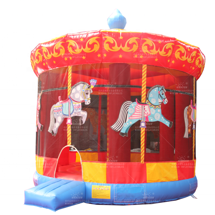 Merry Go Round  Carousel Design Mini Size Indoor Kid Inflatable Bounce House Jumping Castle