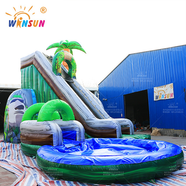 volcano adult commercial inflable combo bouncer marble tropical waterslide bounce house inflatable water slide