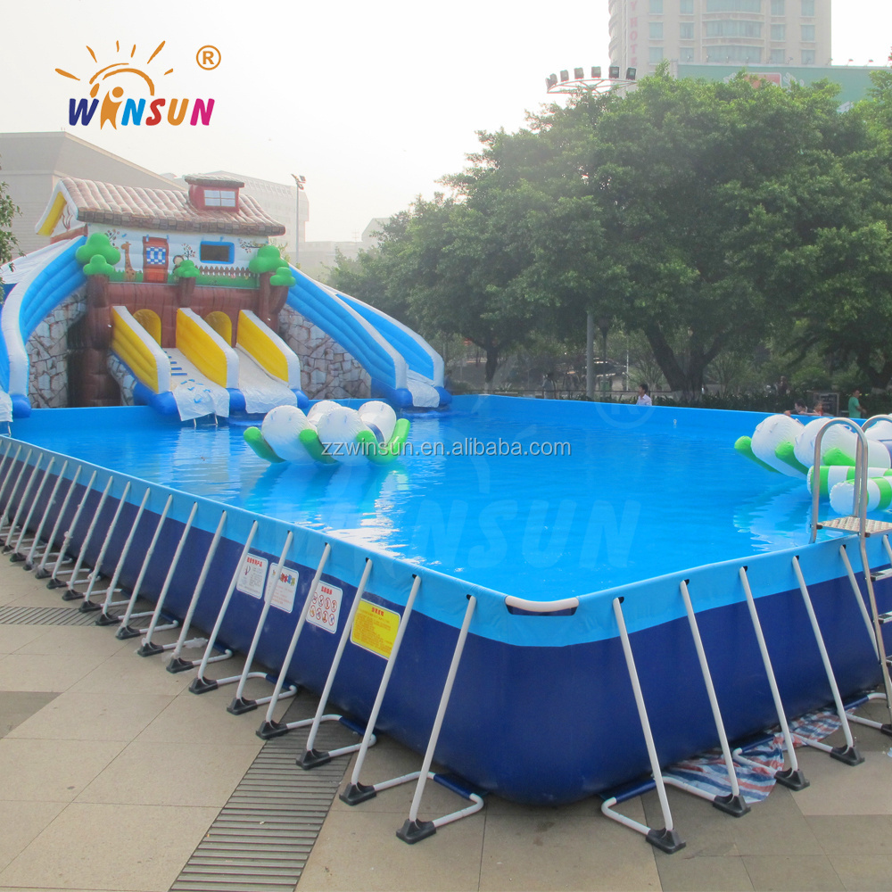 Prefabricated Folding Steel Frame Swimming Pool/outdoor easily assembled metal swimming pool