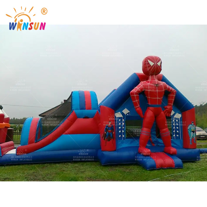 Commercial Inflatable Bouncy Bouncer Spiderman Jumping Water Castle  Inflatable Bounce House With Slide For Sale