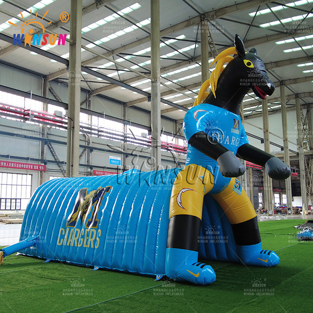 New design football tunnel inflatable inflatable horse  head tunnel inflatable sport tunnel rental