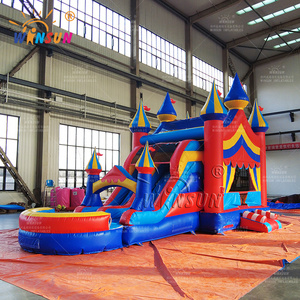 Commercial Inflatable Kids Jumping Toys Happy Time Carnival Bounce House inflatable With Slide For Party