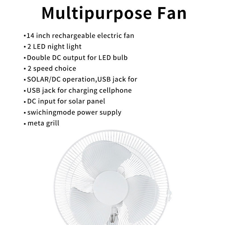 12 Inch Solar Ac/dc Dual Rechargeable Electric Desk Fan With Led Lighting Mobile Phone Charging Solar Panel For Home Office