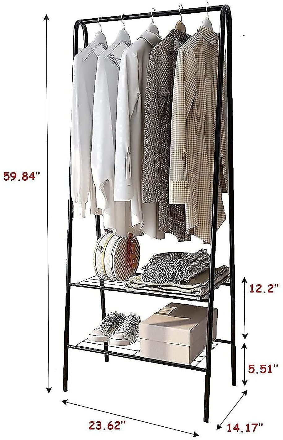 Clothes Garment Rack with Shoe Shelves Heavy Duty Clothing Rack Metal Clothes Rack for Bedroom Living Room