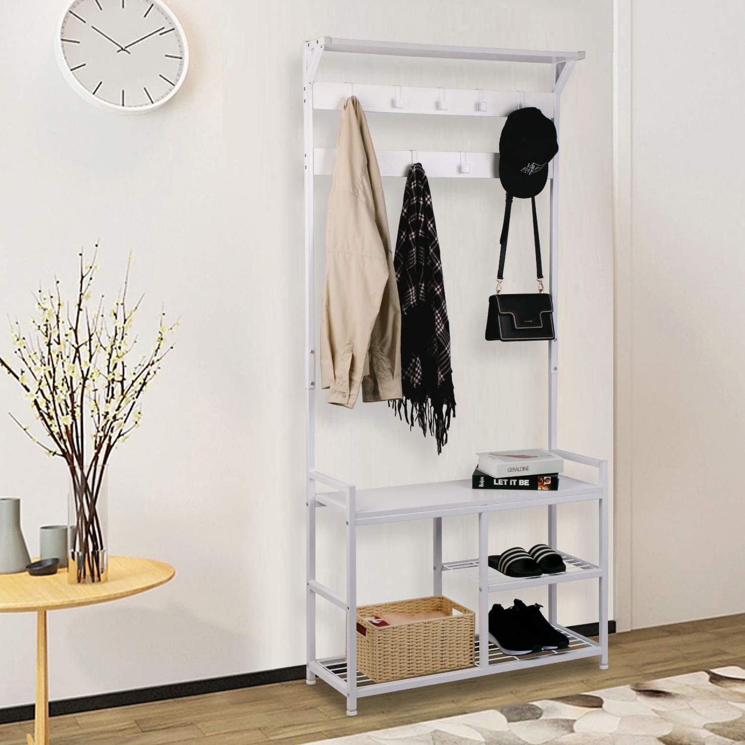 White Clothes Garment Rack Heavy Duty Clothing Rolling Rack