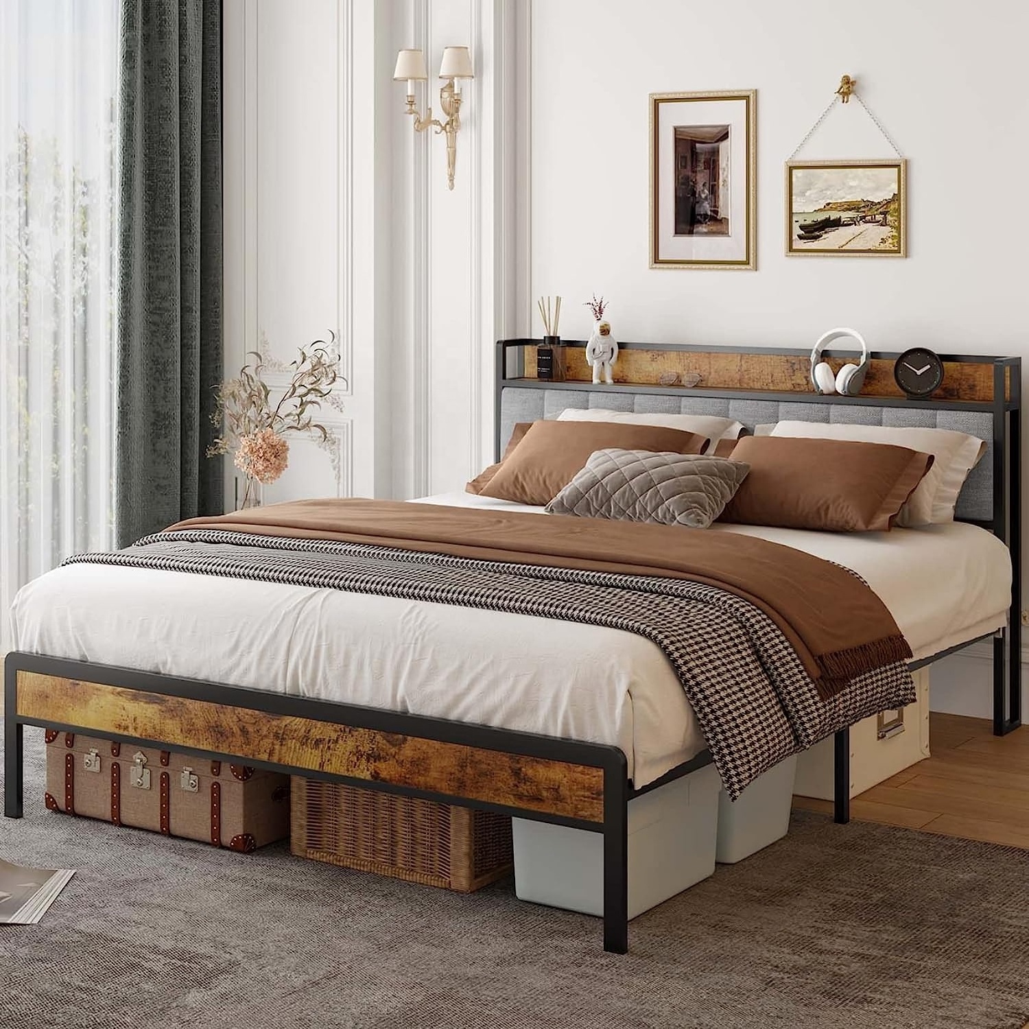 New designed king metal bed frame metal Wooden Bed Furniture