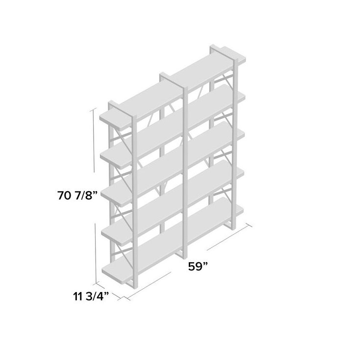 Industrial Wide Open Etagere Double  Bookcase X-Bracing Bookcase Home Office Cabinet Industrial Standing Storage  Racks