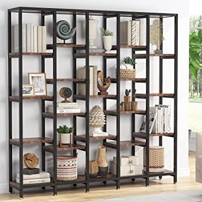 Super Wide 5 Tier Bookcase 70 Inches Etagere Bookshelf with 21 Shelves Industrial Style Large Open Bookcase For Home Office