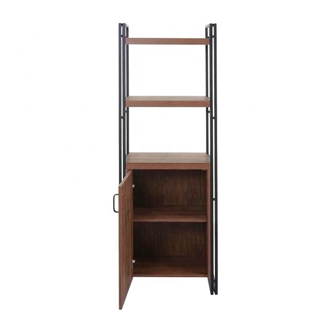 Living Room Standing Unit Bookcase with Stable Steel Frame for Bedroom, Office, Industrial Design in Rustic Brown