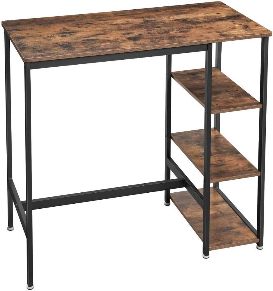 Industrial Kitchen Counter Height Dining Bar Table with 3 Storage Shelves for Dining Room