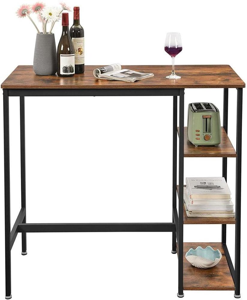 Industrial Kitchen Counter Height Dining Bar Table with 3 Storage Shelves for Dining Room